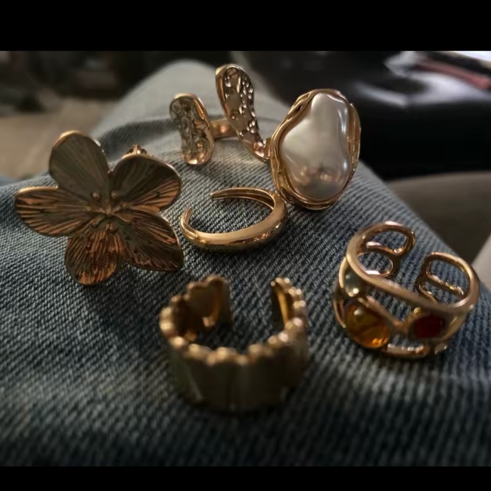 Golden Goddess Boho Luxe Gold 6 Piece Ring Set - Picture 7 of 14